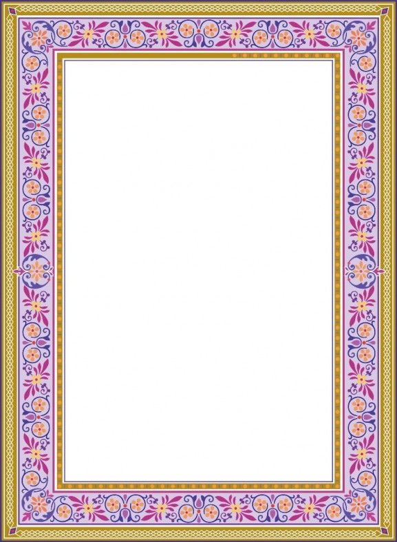 an ornate frame with pink, blue and yellow flowers on the border is shown in this image