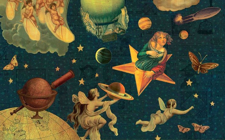 an image of children's artwork with stars and other things in the sky above them