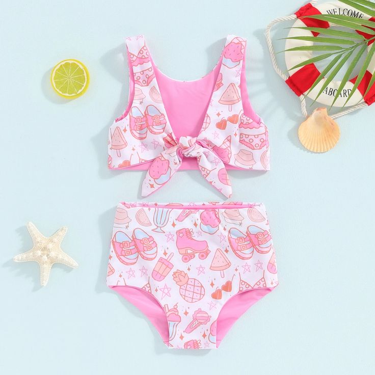 This chic and sweet SUMMER Bowknot Bikini is perfect for your baby girl's summer vacations. The adorable bowknot adds a touch of whimsy while keeping your little one stylish and comfortable. Let her soak up the sun in style with this must-have bikini. Cute Swimwear With Uv Protection For Vacation, Cute Summer Swimwear For Vacation, Cute Swimwear For Summer Vacation, Cute Summer Vacation Swimwear, Cute Summer Pool Swimwear, Playful Pink Swimwear For Playwear, Cute Swimwear With Uv Protection For Poolside, Cute Pink Swimwear For Beach Party, Cute Pink Swimwear For Pool