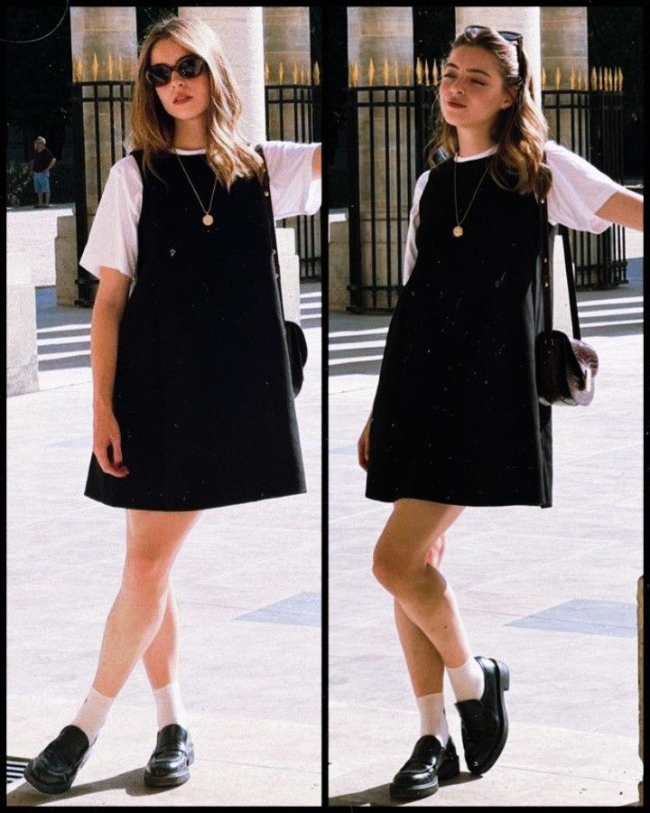 Drama Teacher Outfit, Layering Dresses Summer, Blouse Under Dress, Sporty Dress Outfit, The Craft Outfits, Art School Outfit, Old Money Dress, Worst Outfits, Little Black Dress Outfit