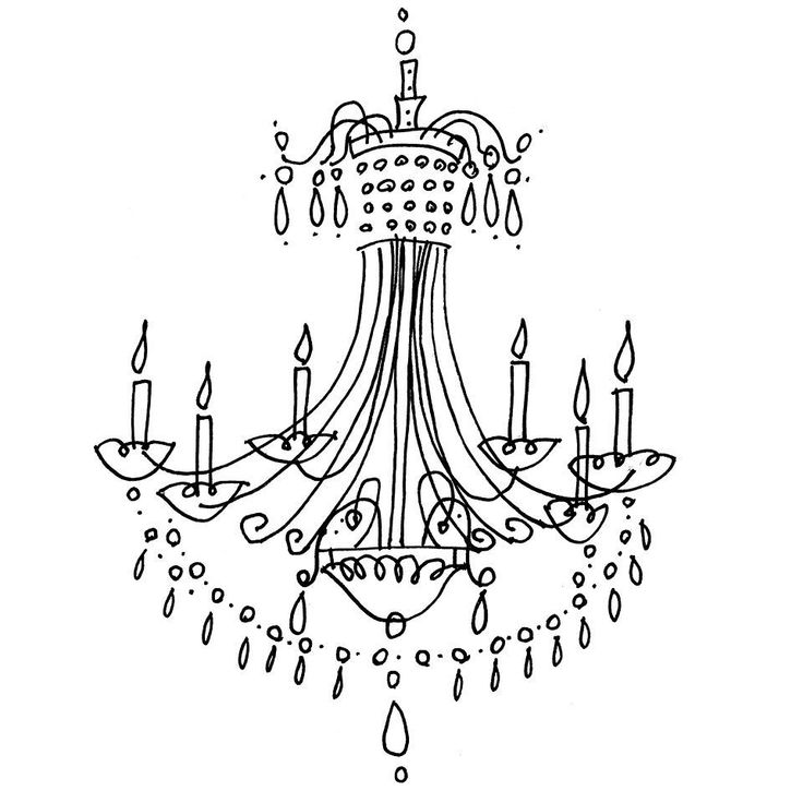 a drawing of a chandelier with candles