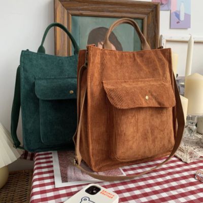 Shoulder Bag Women Vintage Shopping Bags Zipper Girls · Shop Zola · Online Store Powered by Storenvy Corduroy Bag, Sac Diy, Beg Tangan, Handbags Casual, Canvas Messenger Bag, Canvas Crossbody Bag, Crossbody Tote Bag, Zippered Tote, Casual Tote