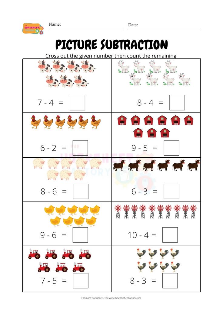 the subtraction worksheet for children to learn how to count numbers in order to