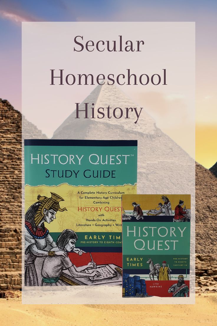 some books that are sitting in front of pyramids and the words secular homeschool