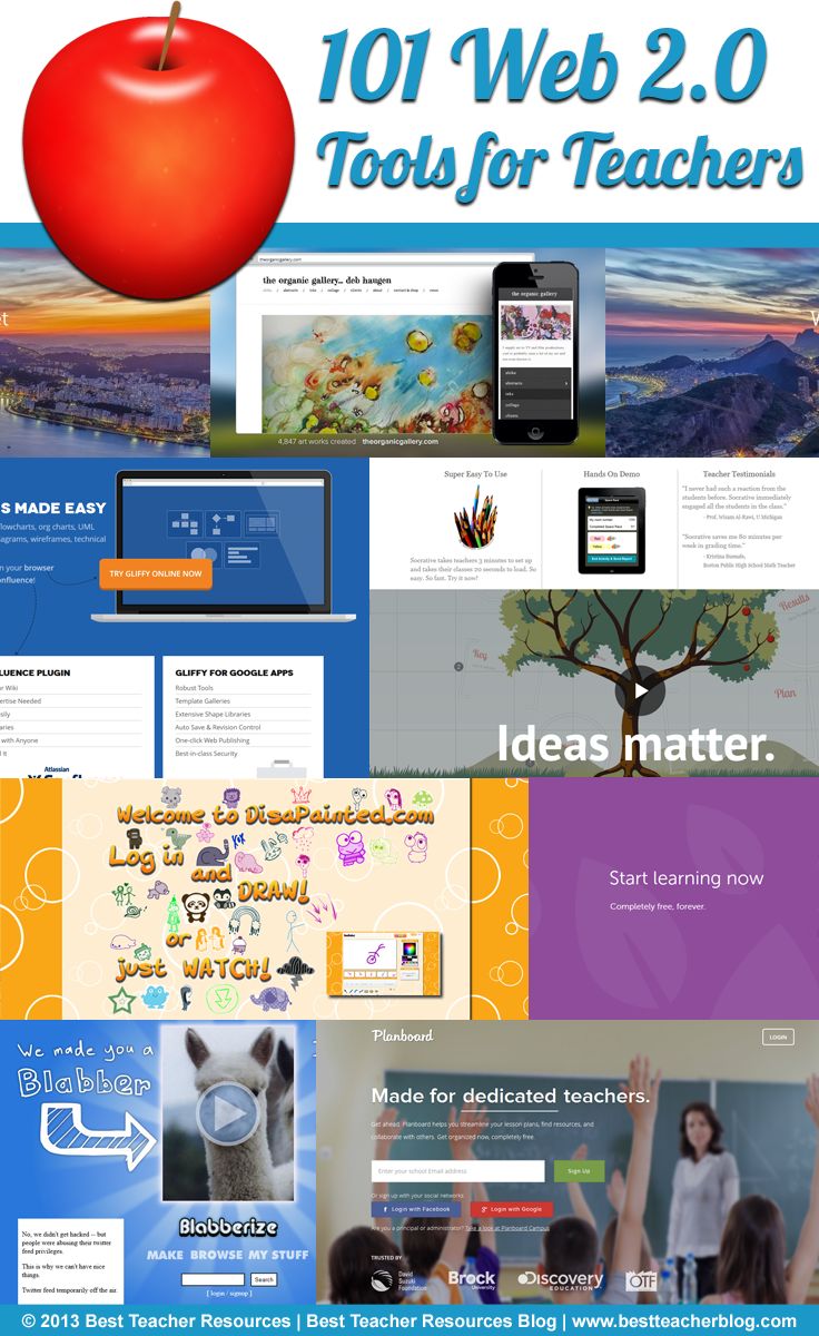 an apple is on top of a website page with the words 101 web 2 0 tools for teachers