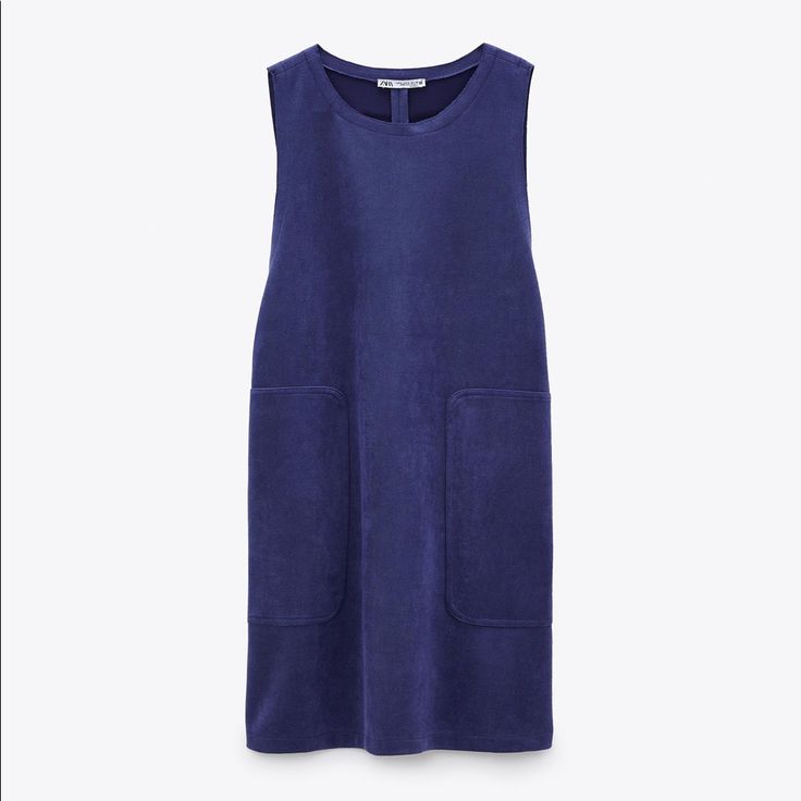 Zara Short Sleeveless Dress With Round Neckline. Front Patch Pockets. Size L. Armpit To Armpit: 20-24” Length: 34”. 95% Polyester, 5% Elastane Chic Sleeveless Purple Midi Dress, Blue Sleeveless Mini Dress With Pockets, Zara Casual Purple Mini Dress, Casual Purple Mini Dress By Zara, Zara Sleeveless Workwear Mini Dress, Casual Purple Sleeveless Mini Dress, Zara Sleeveless Mini Dress For Workwear, Blue Sleeveless Midi Dress With Pockets, Zara Purple Sleeveless Mini Dress