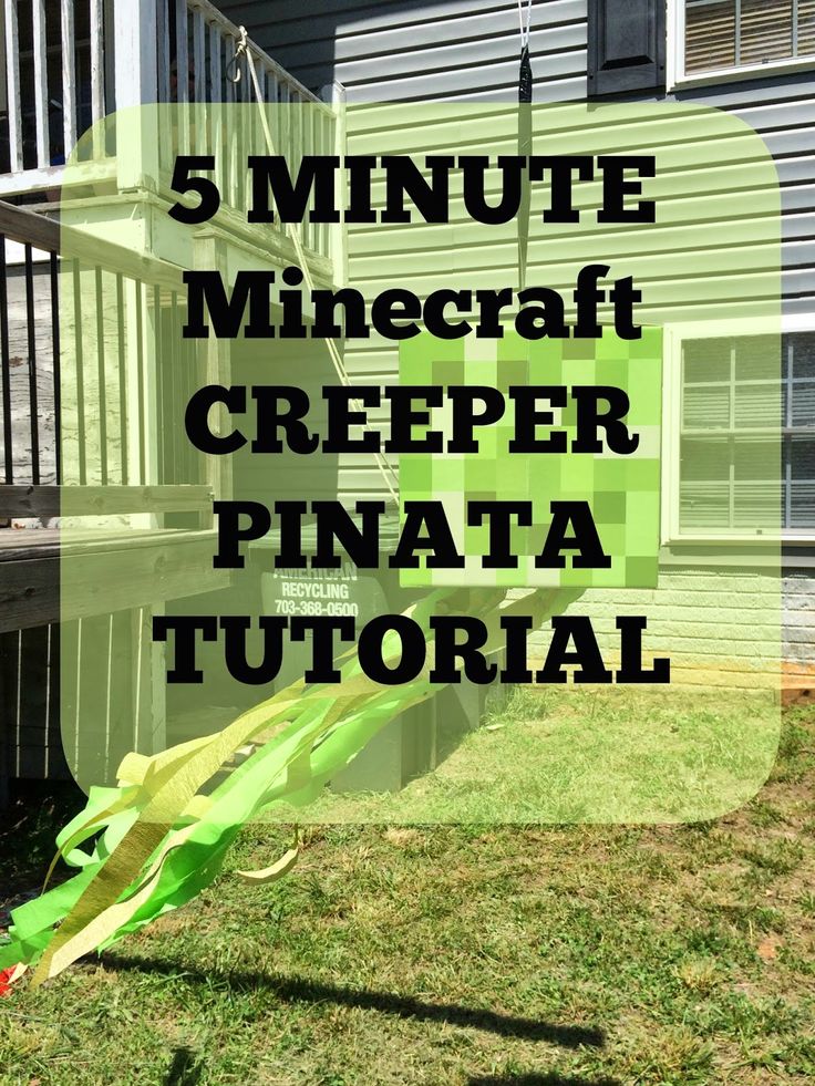 a green house with the words 5 minute minecraft creeper pinata tutorial