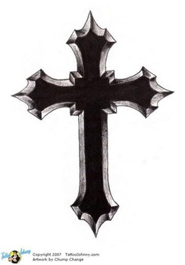 a black and white drawing of a cross