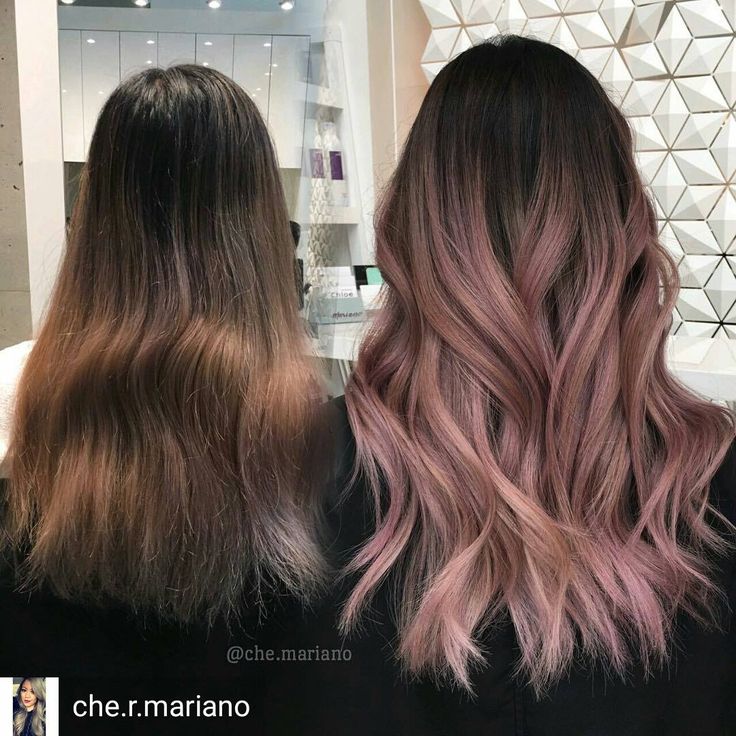 Pink Brown Hair Balayage, Rose Pink Balayage, Pastel Pink Balayage Brunette, Professional Hair Color For Work, Dusty Pink Balayage, Dusty Mauve Hair Color, Rose Brown Balayage, Mauve Hair Color, Dusty Rose Hair