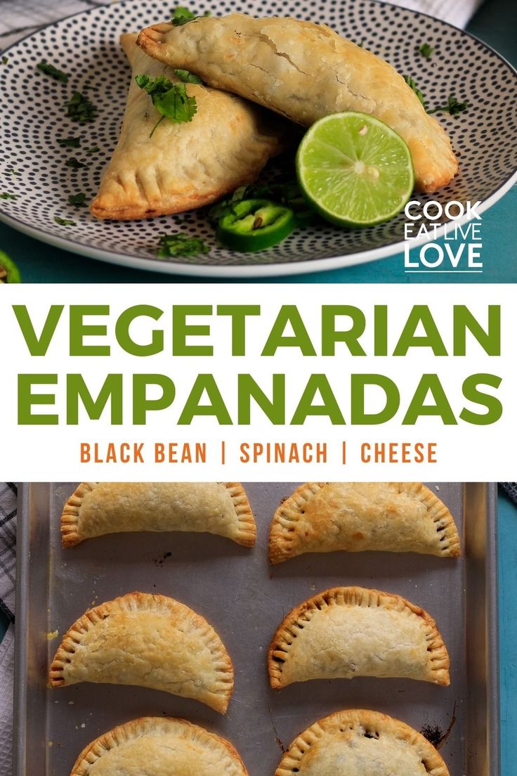 vegetarian empanadas with black bean and spinach cheese