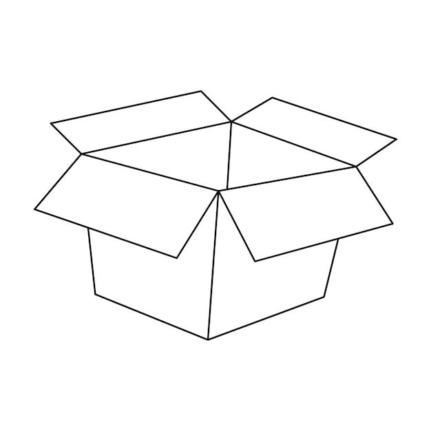 an open box that is drawn in black and white on a white background, it looks like the inside of a cardboard box