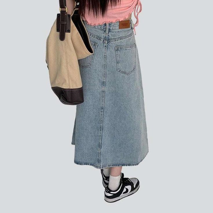 Introducing the latest addition to our 2023 Spring-Summer Collection ââ‚?a light blue bleached denim skirt in the timeless 90s style! From its elevated-waist A-line fit to its zipper & button closure. this skirt will make you look effortlessly cool and chic.Why You Need This SkirtPerfectly embodying the iconic '90s punkish spirit. this skirt is all about subtle sophistication and a rebellious vibe. With its distinctively bleached pattern. it's a statement all on its own. making it the ideal comp Trendy Light Wash Denim Skirt With Pockets, Light Blue Casual Cotton Denim Skirt, Light Blue High Waist Casual Denim Skirt, Casual Light Blue Cotton Denim Skirt, Light Blue Cotton Denim Skirt For Summer, Trendy Light Blue Denim Skirt For Spring, Casual Light Blue High Waist Denim Skirt, Casual High Waist Light Blue Denim Skirt, Spring Washed Blue Denim Skirt