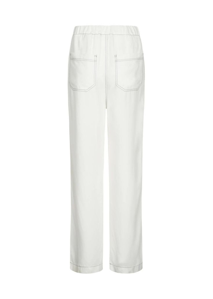 Viscose milky-white contrast-stitch straight trousers from FORMA featuring a mid-rise elasticated waistband, a concealed front fastening, side pockets, two rear patch pockets and a long length. Match this pants with contrast-stitch shirt in the same fabric from this collection. white color contrast stitching two rear patch pockets seam pockets full length Model is 178cm/5'10" (chest 85cm, waist 60cm, hips 89cm) and wearing - S size White Pants With Patch Pockets For Spring, White Straight Leg Jeans With Contrast Stitching, Spring High-waisted Pants With Contrast Stitching, White Straight Leg Bottoms With Patch Pockets, White Straight Leg Pants With Patch Pockets, White Straight Jeans With Side Pockets, White Straight Pants With Patch Pockets, Spring Pants With Contrast Stitching, Tapered Leg, Spring Straight Leg Pants With Contrast Stitching