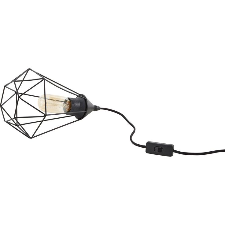 a wire lamp with a light bulb attached to it's end and an electrical cord connected