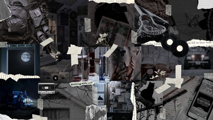 collage of dark and grungy images held together with tape and newspaper scraps Y2k Aesthetic Wallpaper Dark, Grunge Laptop Wallpaper, Y2k Aesthetic Wallpaper, 2000s Wallpaper, Punk Wallpaper, Light Grunge, Cute Laptop Wallpaper, Emo Wallpaper, Desktop Wallpaper Art