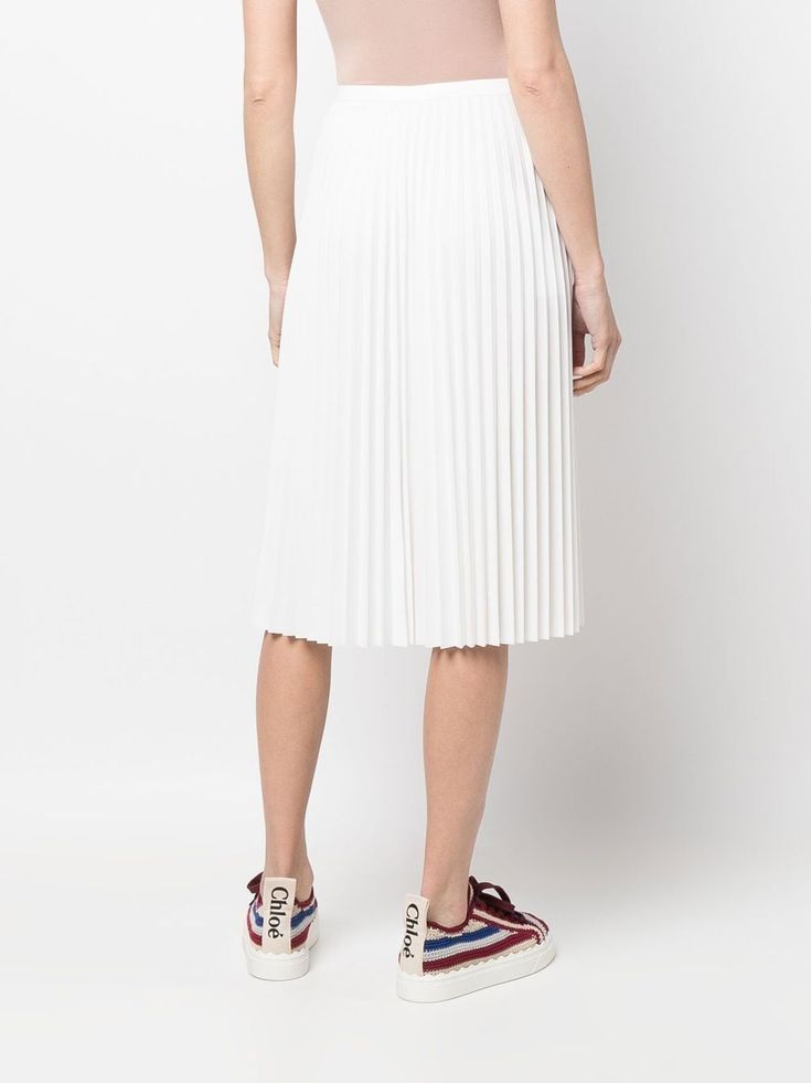 Lacoste fully-pleated midi-skirt - Farfetch Cloud White, Pleated Midi Skirt, White Skirts, Mid Length, Size Clothing, Side Zip, Midi Skirt, Top Brands, Fashion Branding