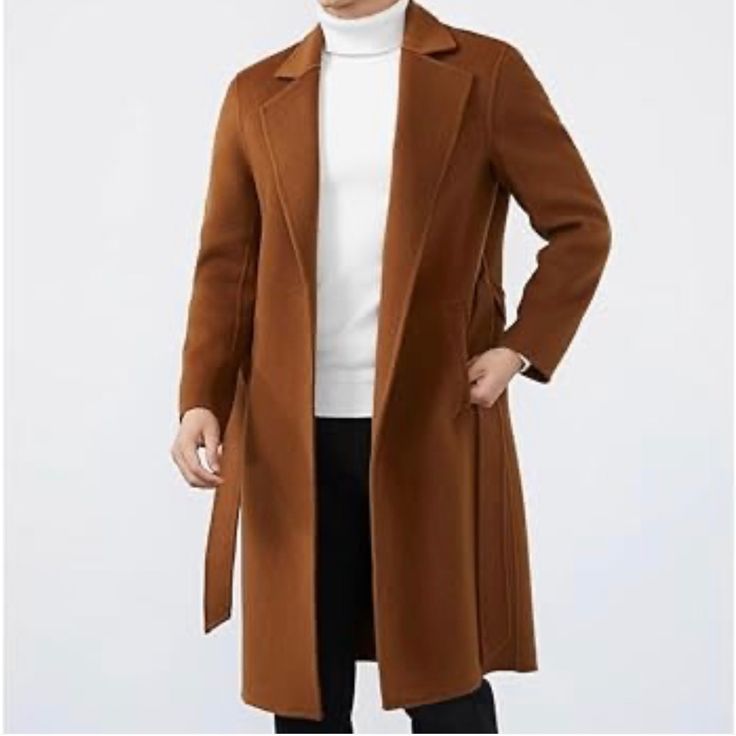 A New Day Burnt Orange Brown Jacket Brand New With Tags Trench Coat Plain Long Sleeve Fall Outerwear, Fitted Plain Winter Outerwear, Fitted Plain Outerwear For Winter, Plain Long Winter Coat, Plain Long Coat For Winter, Brown Plain Outerwear For Winter, Brown Plain Winter Outerwear, Winter Brown Plain Outerwear, Plain Outerwear With Lapel Collar For Fall