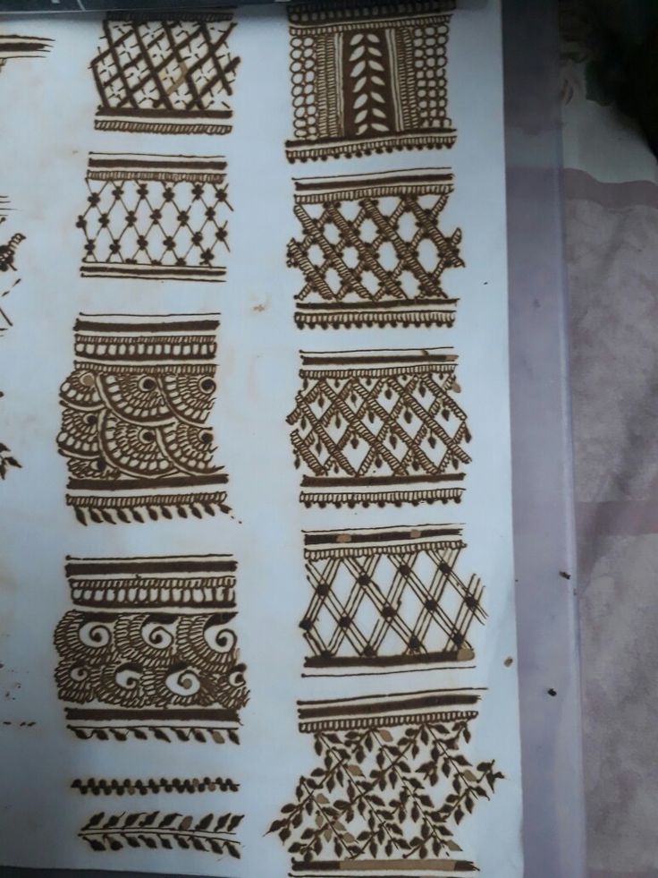 a sheet of paper with different designs on it