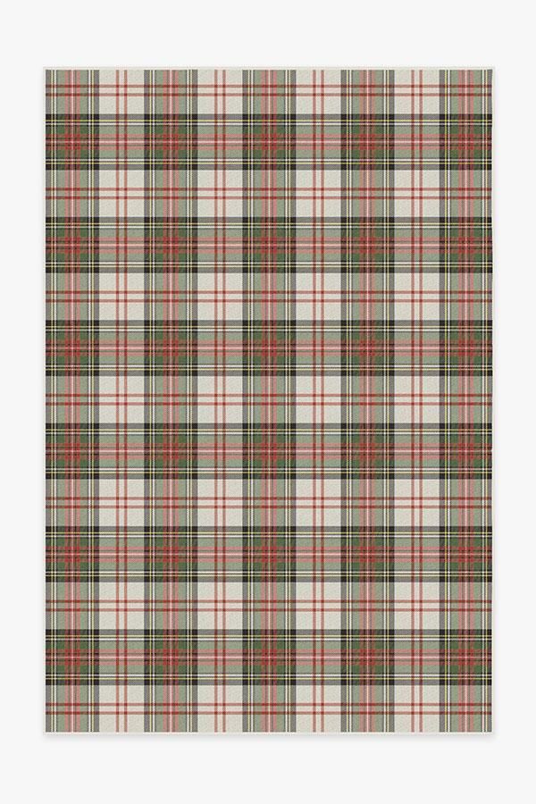 a plaid pattern with red, green and white colors on the bottom half of it