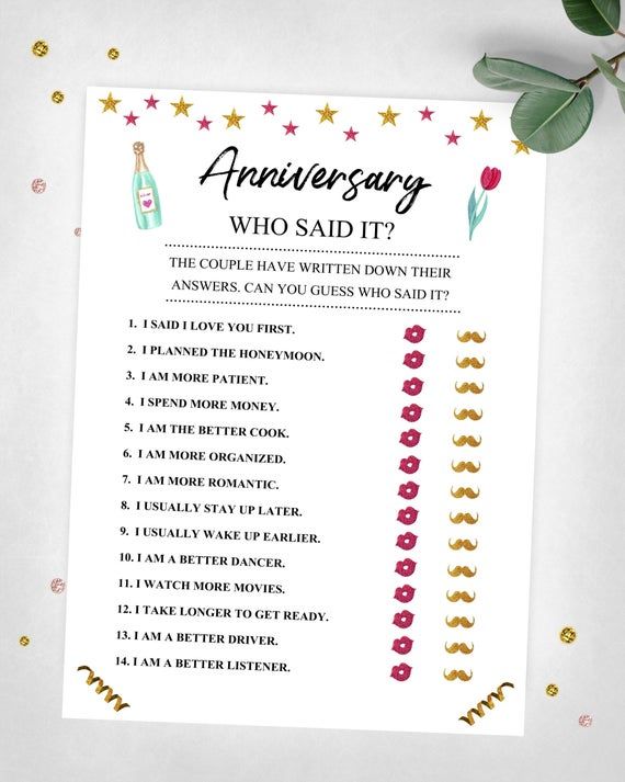 a printable anniversary who said it game