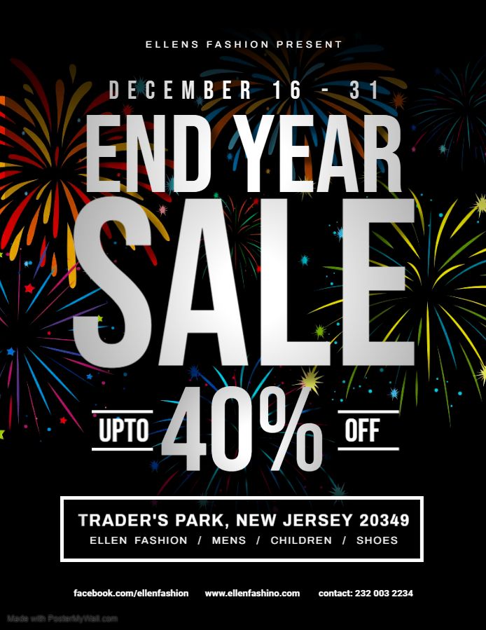 the end year sale is up to 40 % off