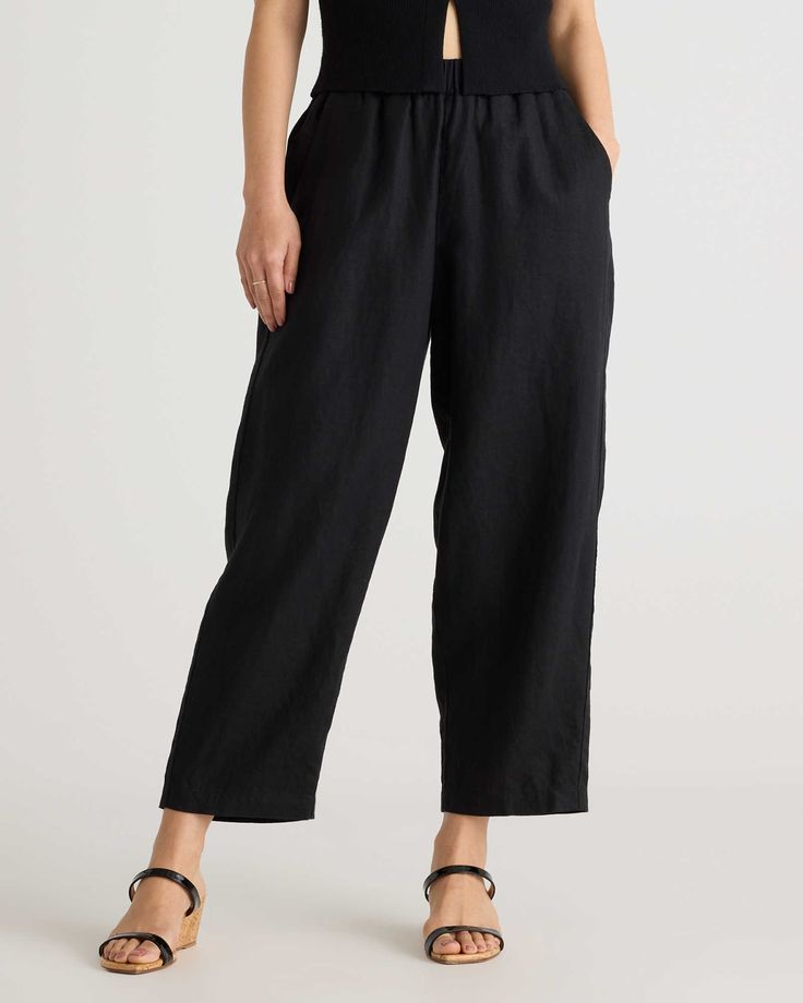 Women's 100% European Linen Pants Quince Linen Pants, Quince Linen, Fall Wishlist, Modern Preppy, Black Linen Pants, Summer Items, Capsule Wardrobe Outfits, Europe Outfits, Cropped Linen Pants