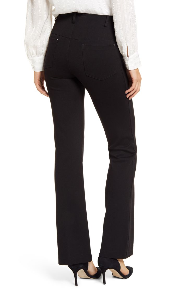 Made from smooth, stretchy ponte knit, these versatile pants are cut with a leg-lengthening silhouette and finished with a slimming hidden waistband. Style Name:Lyssé Ponte Baby Bootcut Pants. Style Number: 6133964. Bootcut Pants, Pants Style, Large Black, Nordstrom, Spandex, Clothes For Women, Pants, Clothes, Black