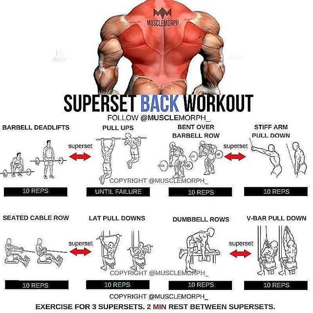 the upper back workout chart shows how to do exercises with dumbbells and pull ups