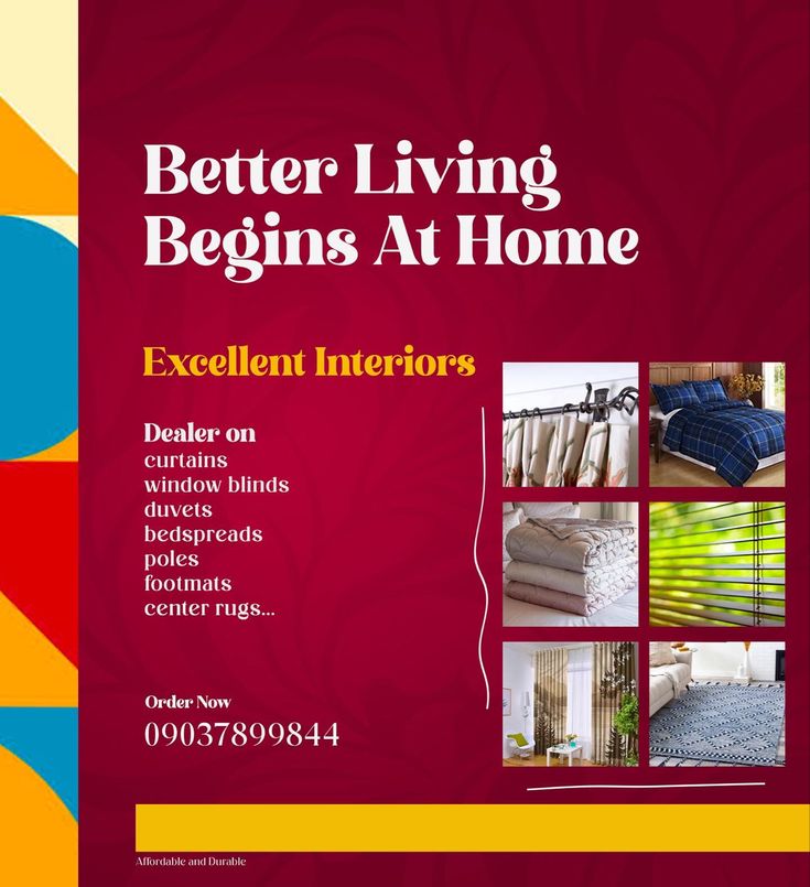 a brochure with images of different types of bedspreads and pillows on it