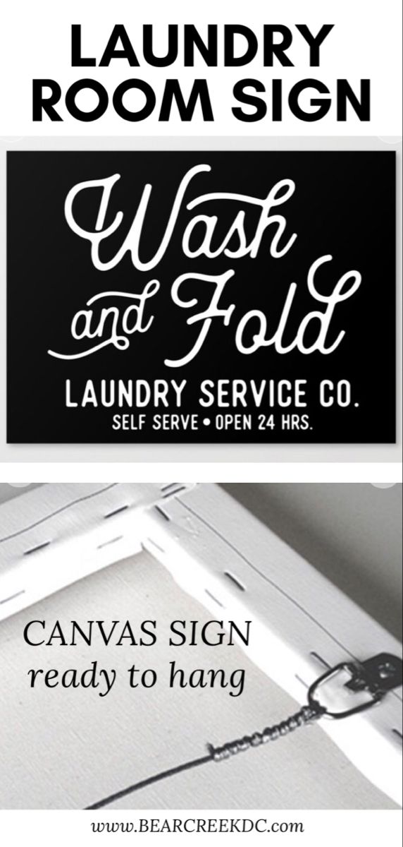 the laundry room sign is hanging on the wall and it says wash and fold laundry service co