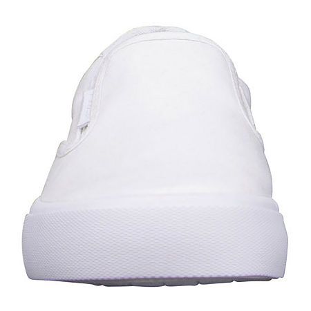 Features: ComfortClosure Type: Slip-OnUpper/Outer Base Material: 100% CanvasShoe Lining Material: SyntheticSole Material Content: 100% RubberCountry of Origin: Imported Breathable Synthetic Slip-on Canvas Shoes, White Breathable Slip-ons With Round Toe, Comfortable White Slip-on Sneakers For Light Sports, Sporty Slip-resistant Slip-ons For Spring, White Casual Slip-ons For Sports, Comfortable White Canvas Shoes For Sports, White Cushioned Slip-ons For Sports, Breathable Low-top Comfortable Slip-ons, Sporty Canvas Slip-on Sneakers