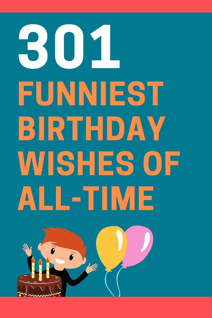 a birthday card with a boy holding balloons and a cake on the table that says,'101 funniest birthday wishes of all - time '