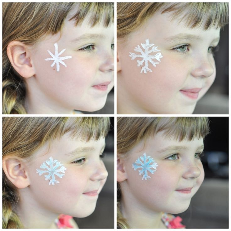 Face Painting Snowflake Snowflake Face Paint, Kids Face Painting Easy, Disney Face Painting, Frozen Face Paint, Painting Snowflakes, Elsa Face, Christmas Face Painting, Frozen Face, Elsa Costume