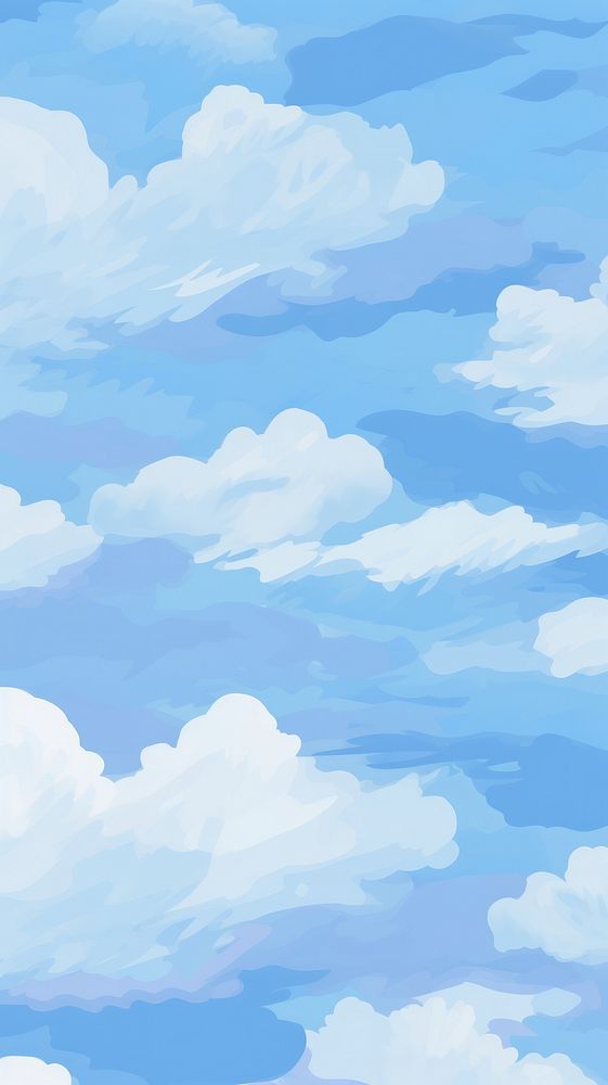 the sky is filled with white clouds and blue skies