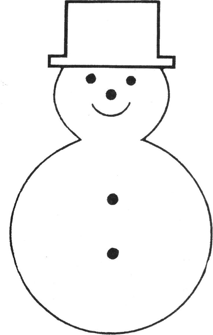 a black and white drawing of a snowman with a hat on it's head