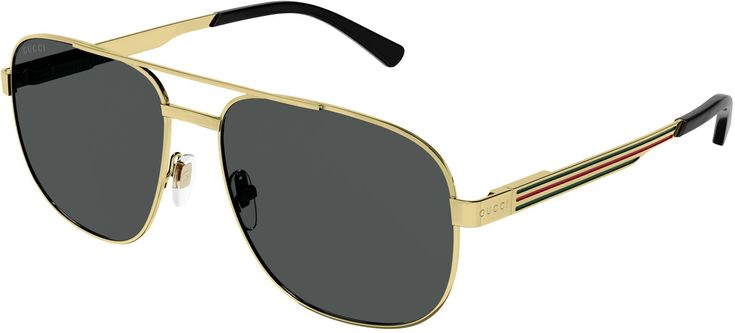 002 - Gold - Grey Vintage Gucci Sunglasses With Gradient Lenses, Gucci Gold Sunglasses For Summer, Gucci Gold Sunglasses With Gradient Lenses, Vintage Gucci Sunglasses With Tinted Lenses, Vintage Gucci Tinted Sunglasses, Gucci Casual Aviator Sunglasses For Summer, Casual Gucci Aviator Sunglasses For Summer, Gucci Gold Tinted Sunglasses, Gucci Gold Sunglasses With Uv Protection