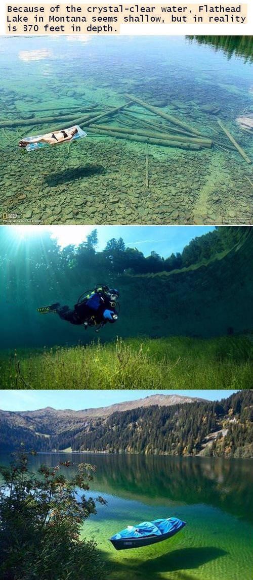 three different views of people diving in the water with their boats and canoes on them