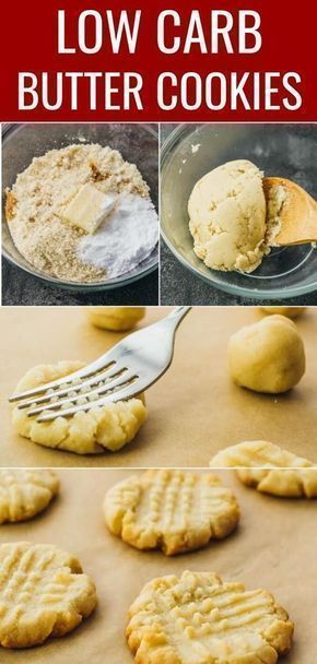 low carb butter cookies on a baking sheet with the words, low carb butter cookies