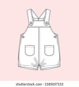 a drawing of a baby's overalls on a pink background