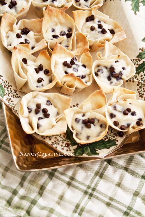 small pastries with chocolate chips on a plate