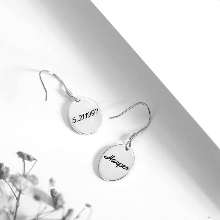 Engraved Birth Flower Earrings Silver Drop Earrings For Mother's Day, Sterling Silver Birth Flower Fine Jewelry, Elegant Birth Flower Earrings For Everyday Wear, Elegant Everyday Birth Flower Earrings, Everyday Elegant Birth Flower Earrings, Silver Birth Flower Drop Earrings, Anniversary Drop Earrings With Birth Flower Detail, Anniversary Birth Flower Drop Earrings, Classic Sterling Silver Earrings For Mother's Day