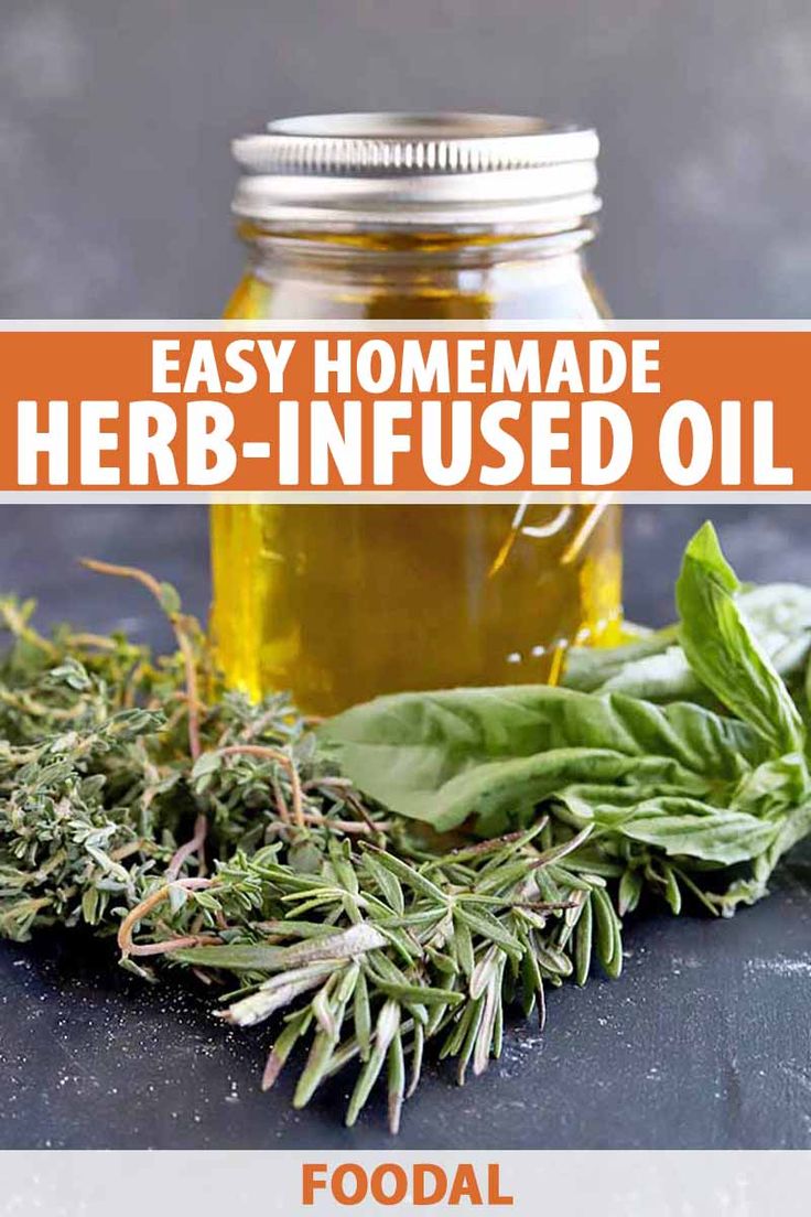 homemade herb - infused oil with fresh herbs