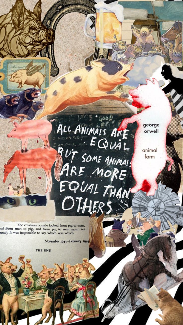 collage of various images with animals and words on them, including an animal sign