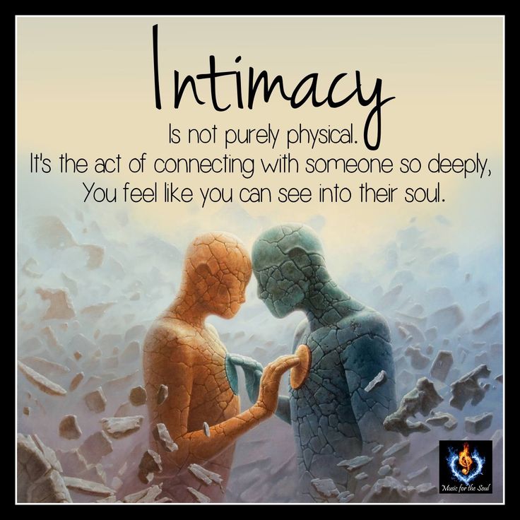 two people sitting next to each other in front of a stone wall with the words, intimacy is not purely physical it's the art of connecting with someone so deeply you can see into their soul