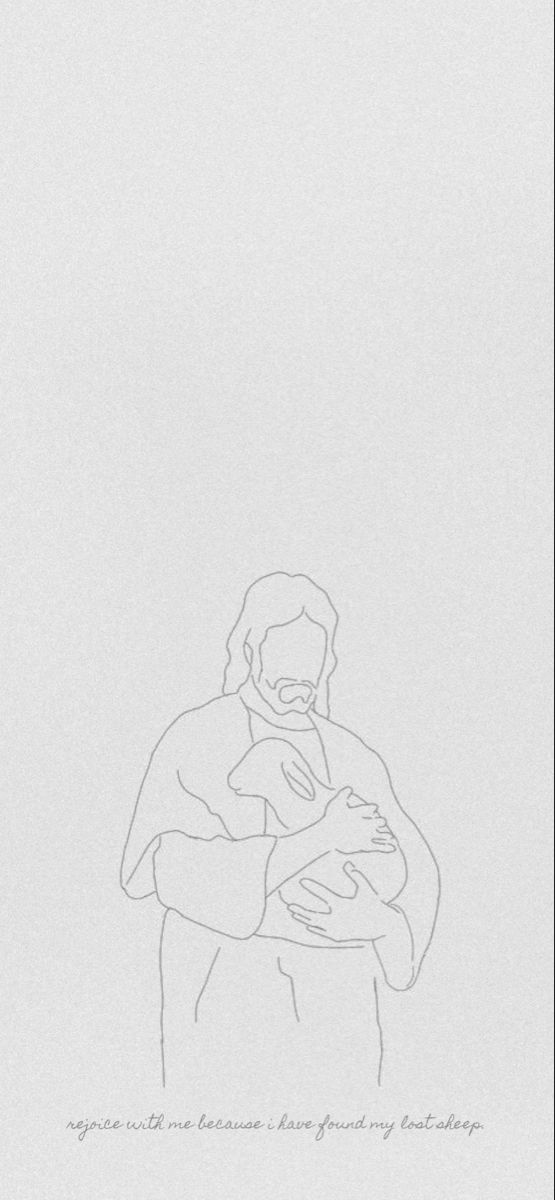 a drawing of a person holding a baby