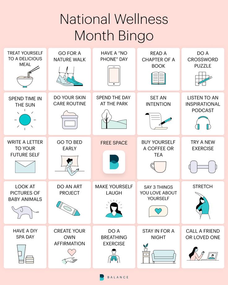 Bingo Board: Celebrate National Wellness Month | The Balance App Wellness Bingo Ideas, Wellness Month Ideas, National Wellness Month, Wellness Event Ideas, Wellness Bingo, Coping Methods, Staff Engagement, Healthy Eating Challenge, Nursing Board