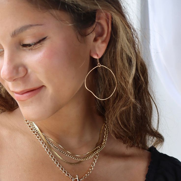 Effortless style and modern design are embodied in our Form Hoops! These lightweight organically hand-shaped earrings are an easy way to make a subtle statement– and each earring is as unique as the person who wears them. DETAILS14k gold fill or sterling silverEarrings measure approximately 1.5" x 2.5"Hypoallergenic, waterproof and nickel free Modern Hammered Earrings For Everyday, Single Drop Earring In Recycled Gold, Hypoallergenic Yellow Gold Linear Earrings For Everyday, Minimalist Recycled Gold Jewelry With Matching Earrings, Minimalist Recycled Gold Dangle Jewelry, Gold Round Threader Earrings For Everyday, Trendy Single Earring In 14k Gold Filled, Everyday Hammered 14k Gold Filled Earrings, Trendy Single 14k Gold Filled Earring