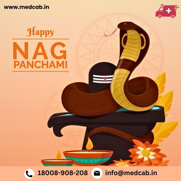 happy nag panchami greeting card with an image of a snake and bowl