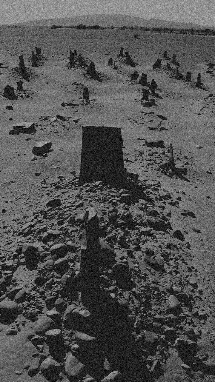 a black and white photo of rocks in the desert