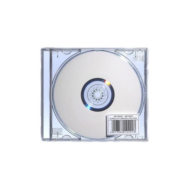 an empty cd case on a white background with a barcode for the disc label